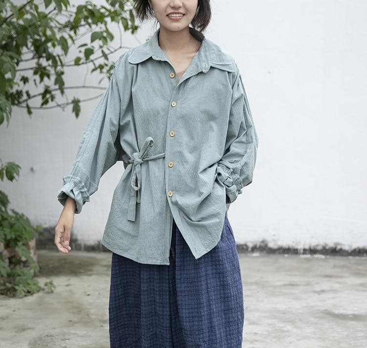 Casual Cotton Linen Shirt | Lotus dylinoshop