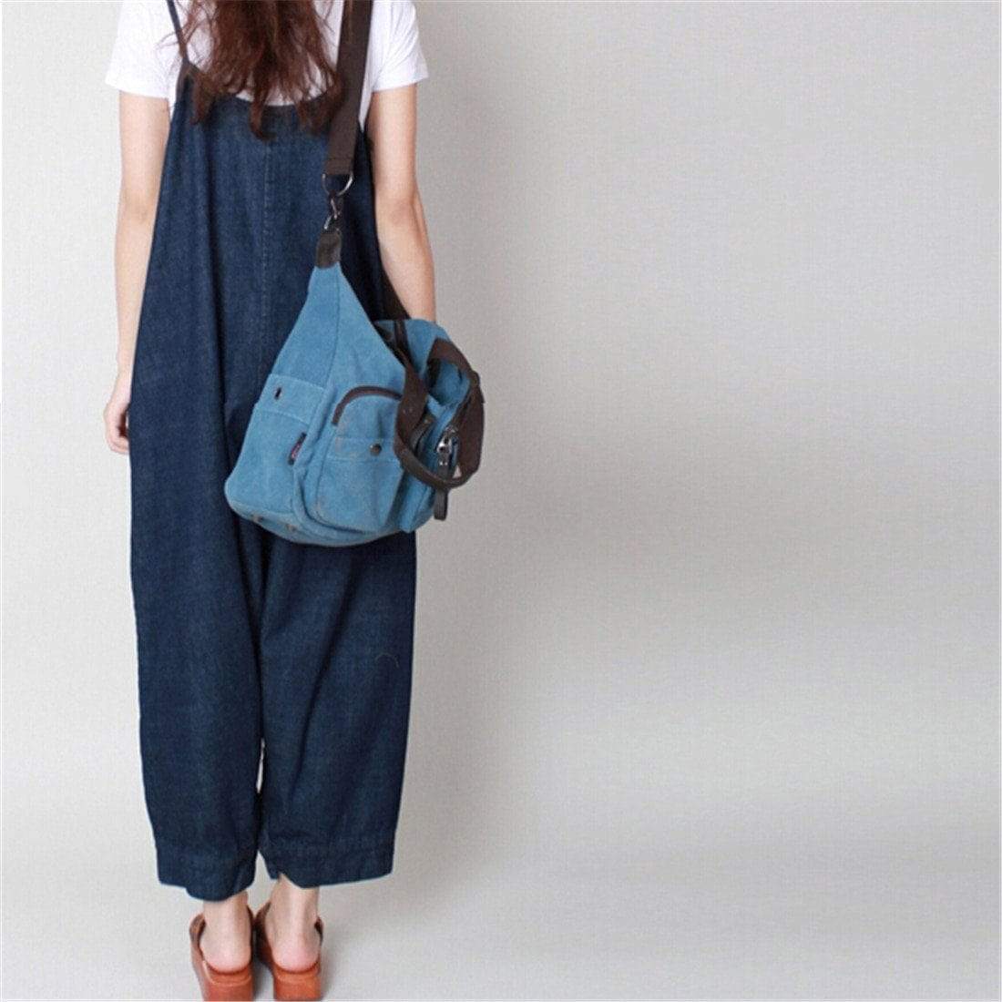 Loose 3/4 Length Denim Overall dylinoshop