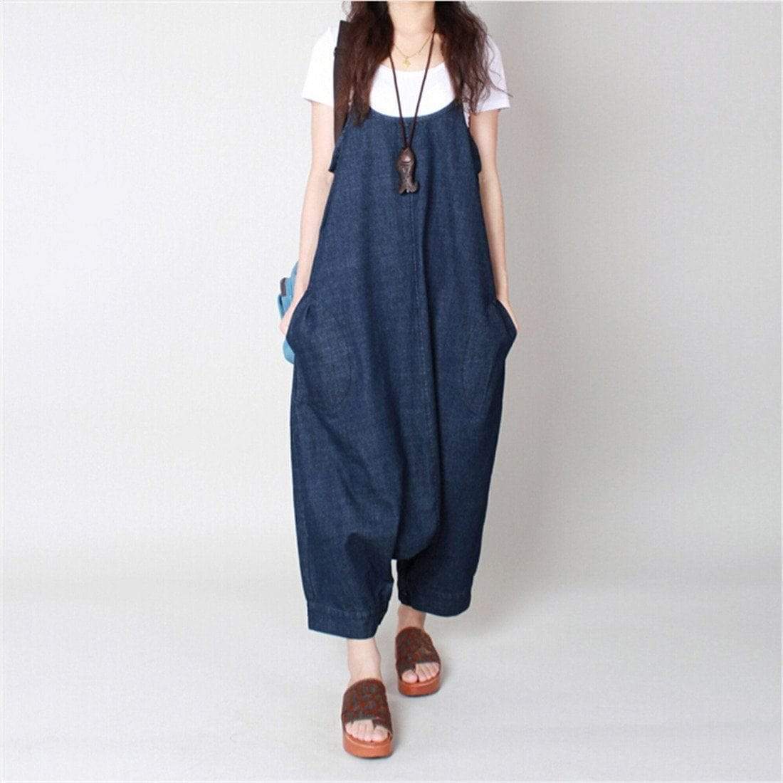 Loose 3/4 Length Denim Overall dylinoshop