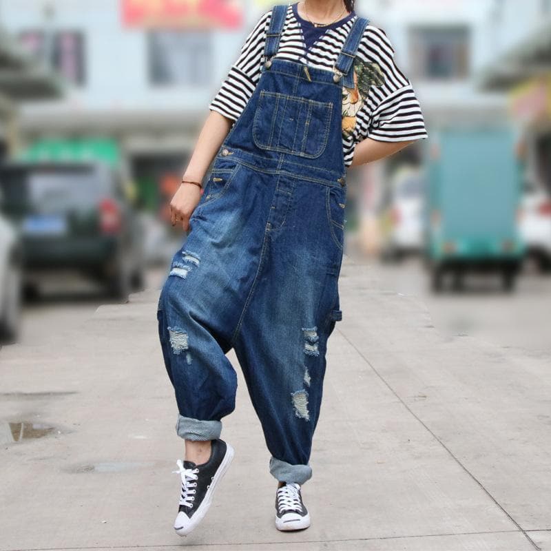 Casual Ripped Denim Overall dylinoshop