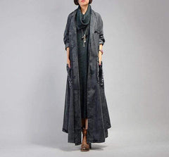 Grunge Denim Trench Coat | Nirvana dylinoshop