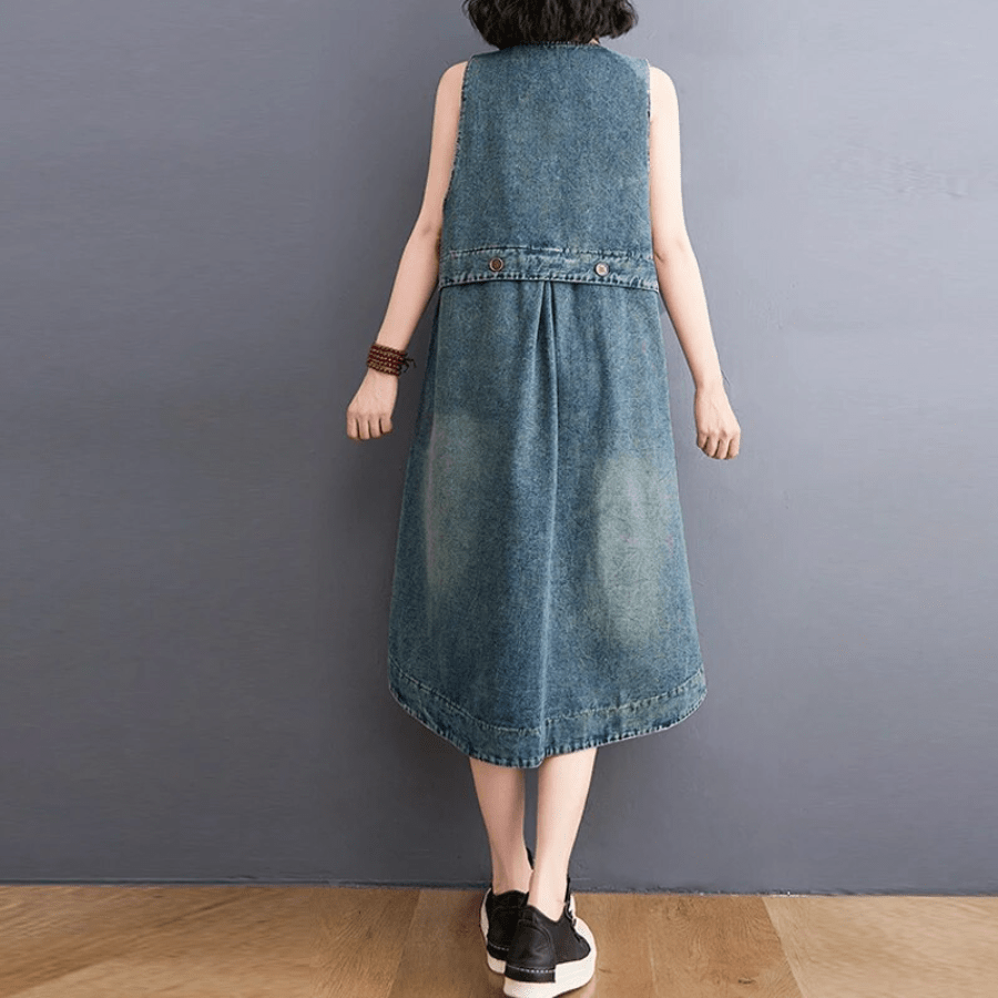 Sunday Ready Denim Overall Dress Buddha Trends