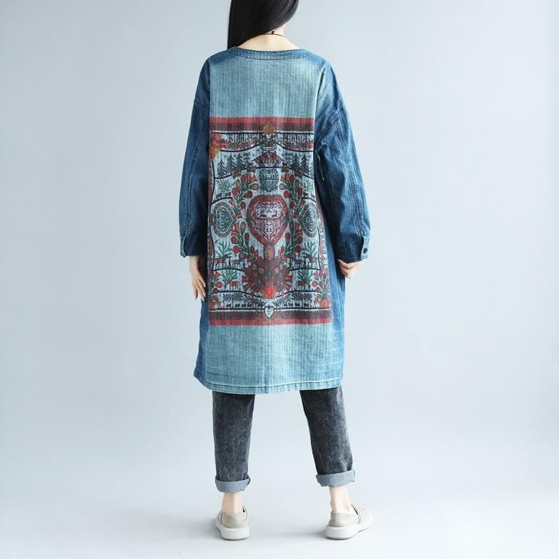 Distressed Long Denim Coat dylinoshop