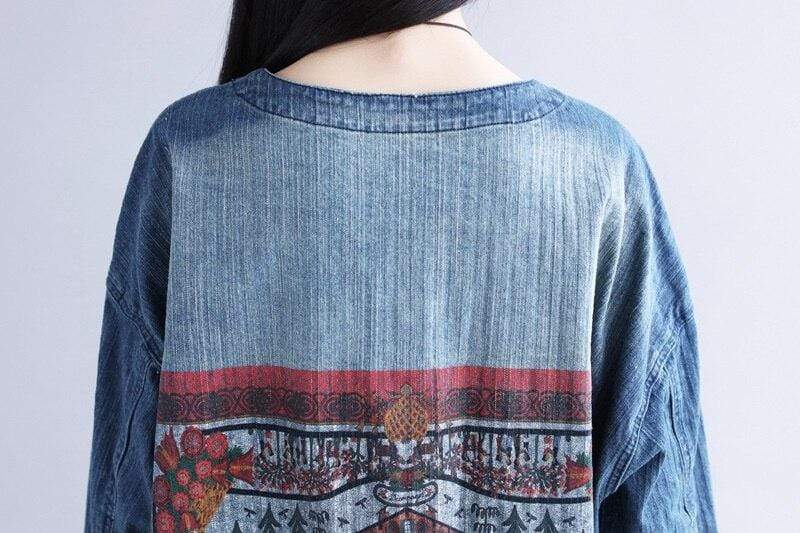 Distressed Long Denim Coat dylinoshop