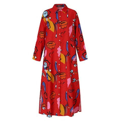 Abstract Art Button Down Maxi Shirt Dress dylinoshop