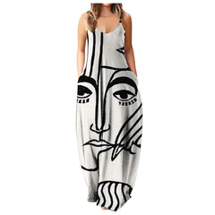 Abstract Canvas Loose Maxi Dress dylinoshop