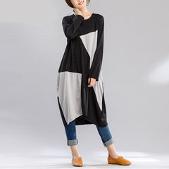 Black and Grey Oversized Geometric Shirt Dress dylinoshop