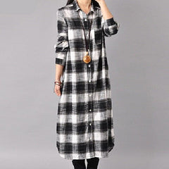 Grunge Style Plaid Shirt Dress dylinoshop