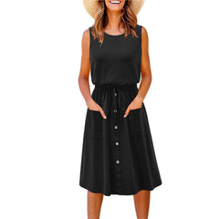 Xinaa Lace-up Mid Dress With Pockets Buddha Trends