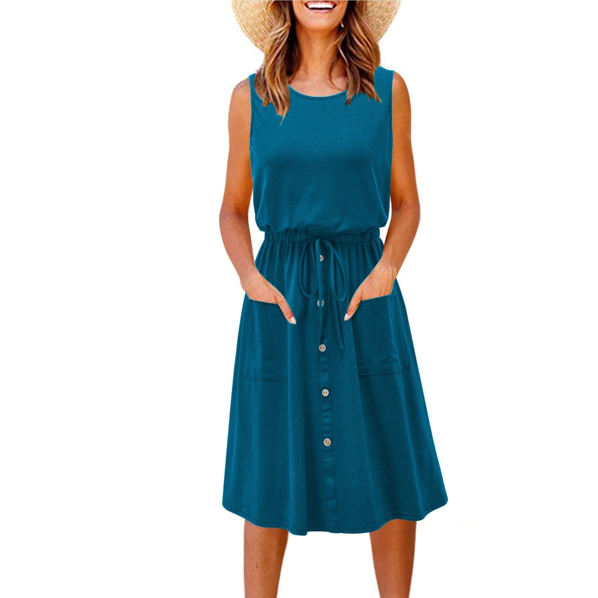 Xinaa Lace-up Mid Dress With Pockets Buddha Trends