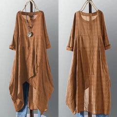 Casual Long Sleeve Asymmetrical Shirt Dress dylinoshop