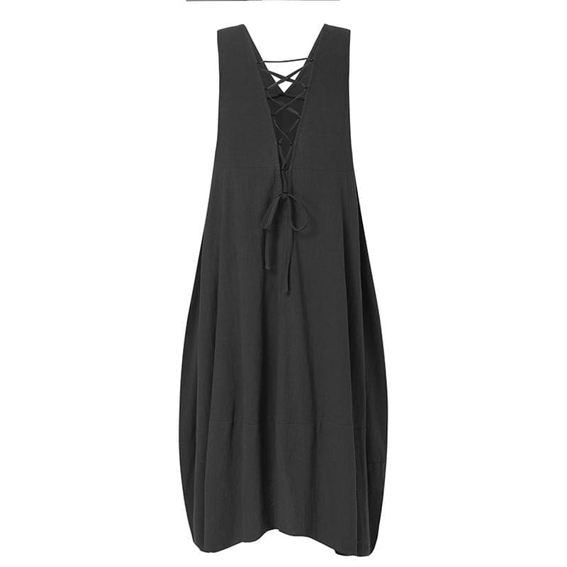 Casual V-neck Sleeveless Midi Dress dylinoshop