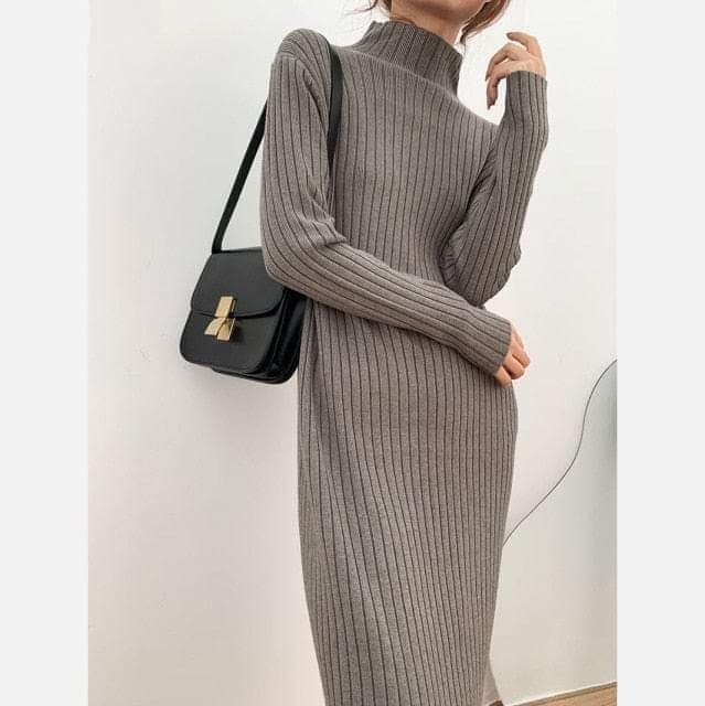 Jenna Solid Knitted Cotton Dress dylinoshop