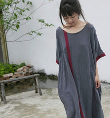 Inner Peace Cotton Linen Asymmetrical Dress | Lotus dylinoshop