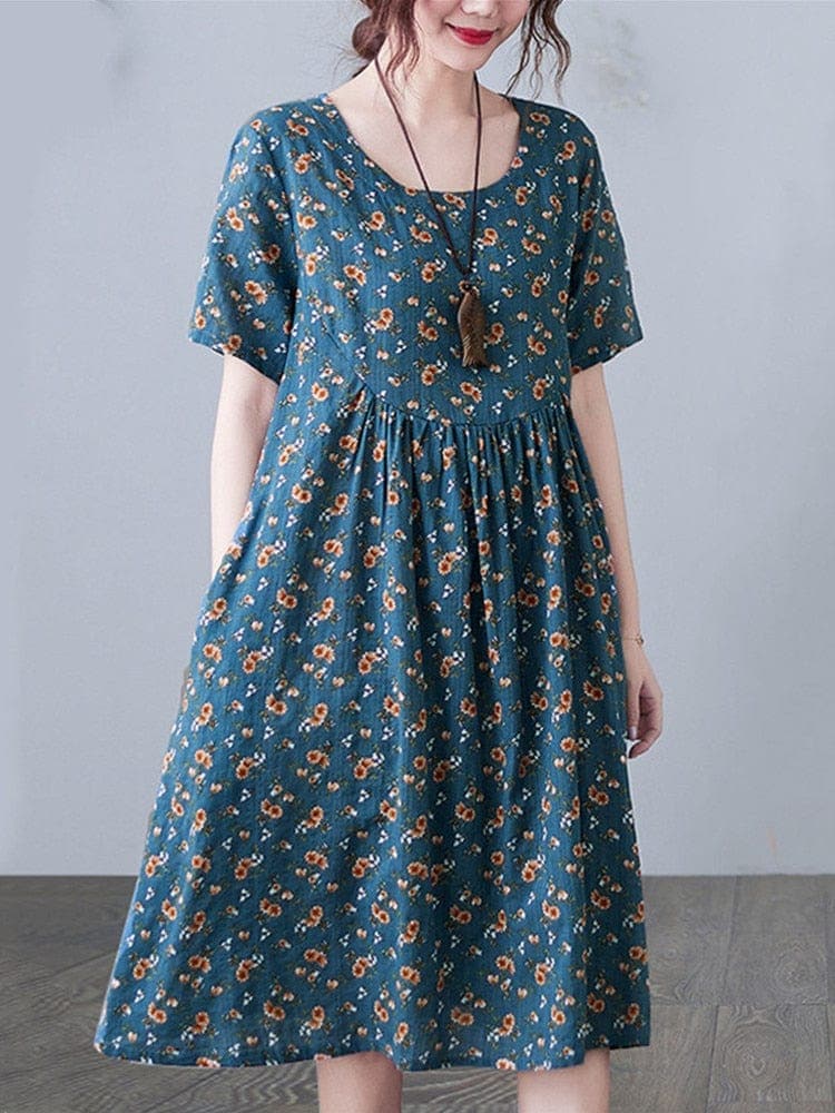 Sweet Modesty Floral Knee-Length Dress Buddha Trends