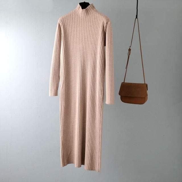 Jenna Solid Knitted Cotton Dress dylinoshop