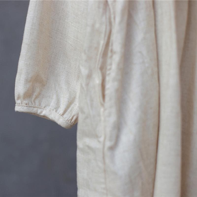 Empire Waist Cotton Linen Casual Dress  | Zen dylinoshop