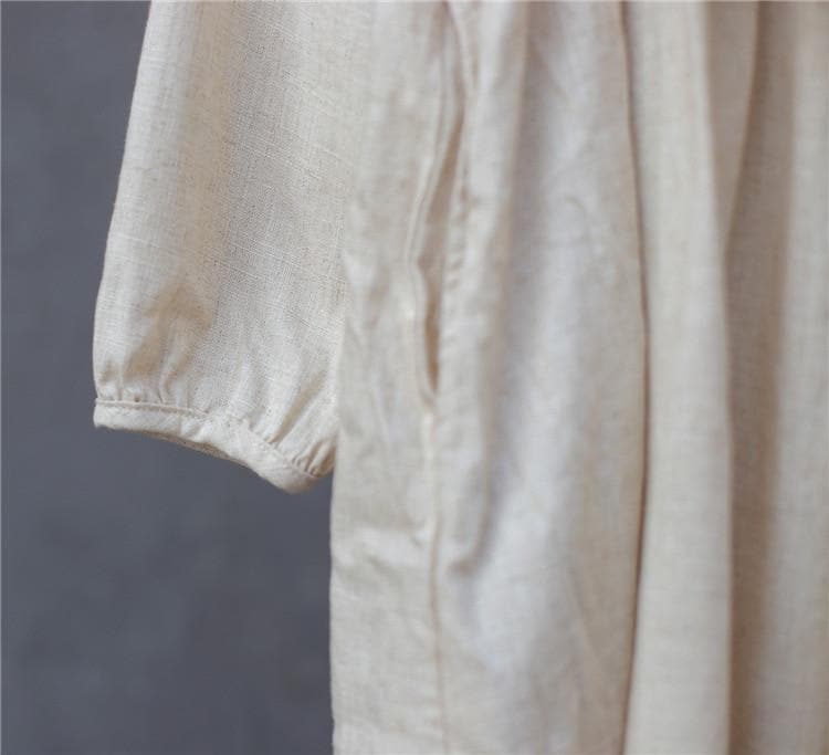 Empire Waist Cotton Linen Casual Dress  | Zen dylinoshop