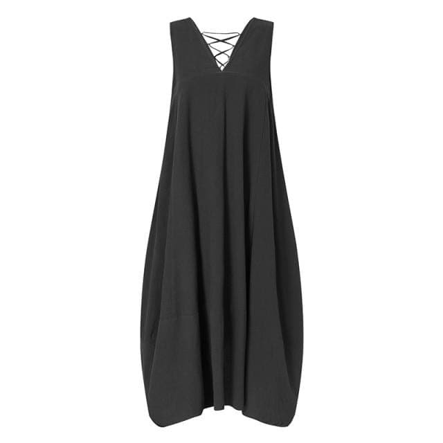 Casual V-neck Sleeveless Midi Dress dylinoshop