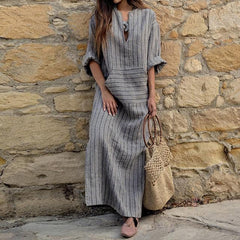 Striped Oversized Maxi Dress  | Zen Buddha Trends