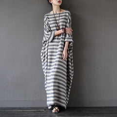 Striped Oversized Maxi Dress Buddha Trends