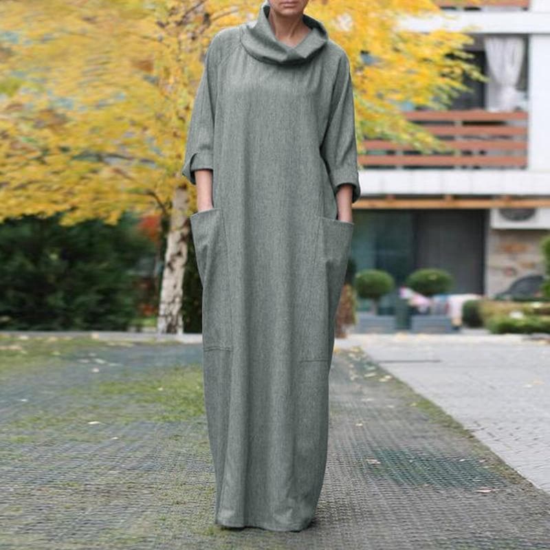 Alpha State Loose Turtleneck Maxi Dress dylinoshop