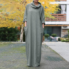 Alpha State Loose Turtleneck Maxi Dress dylinoshop