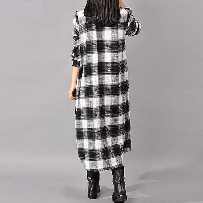 Grunge Style Plaid Shirt Dress dylinoshop