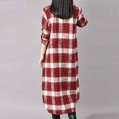 Grunge Style Plaid Shirt Dress dylinoshop