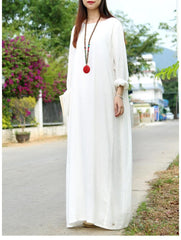 Hippie at Heart Cotton Linen White Maxi Dress  | Zen dylinoshop