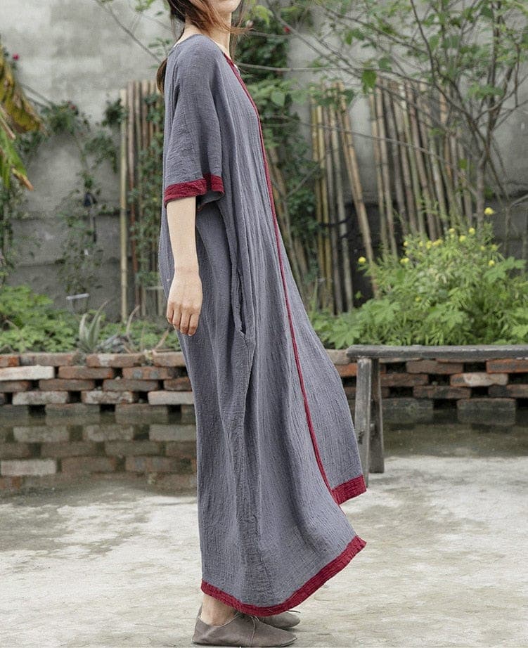 Inner Peace Cotton Linen Asymmetrical Dress | Lotus dylinoshop