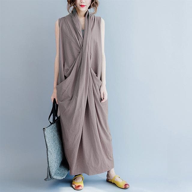 Cross Wrap Sleeveless Maxi Dress dylinoshop