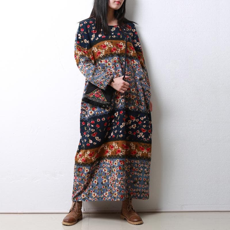 Long Sleeve Floral Patchwork Robe dylinoshop