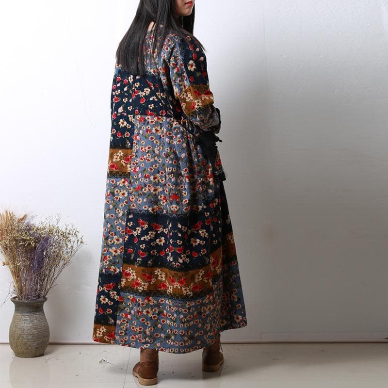 Long Sleeve Floral Patchwork Robe dylinoshop