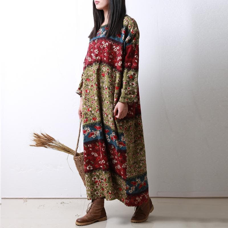 Long Sleeve Floral Patchwork Robe dylinoshop