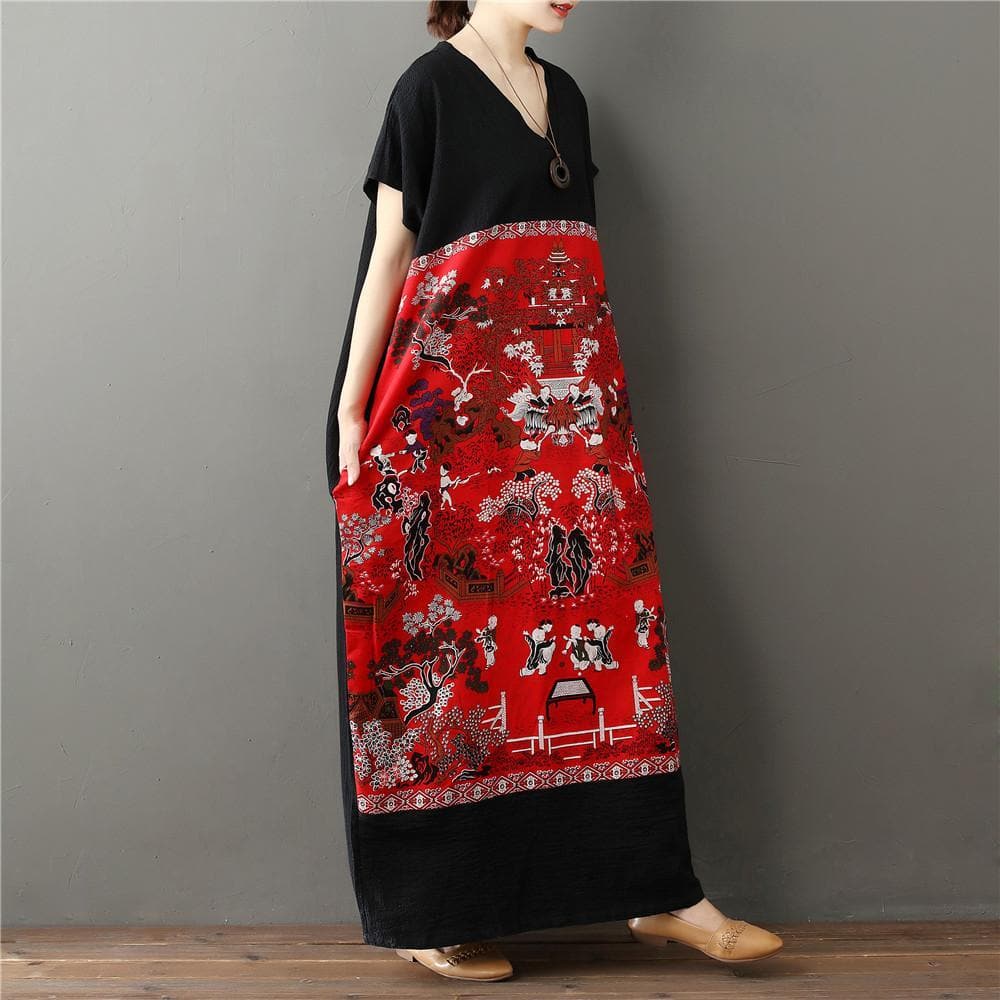 Chinese Art Maxi Dress dylinoshop