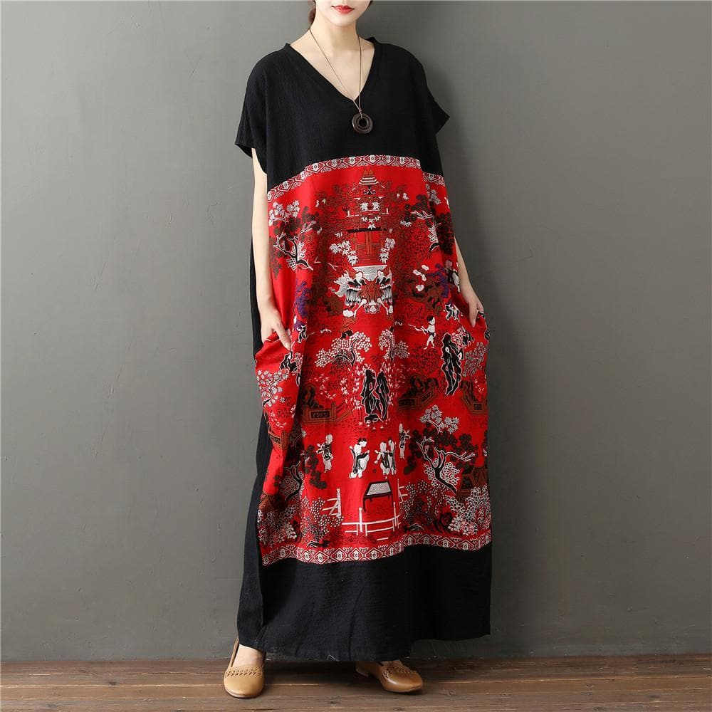 Chinese Art Maxi Dress dylinoshop