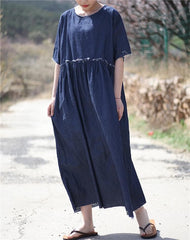 Casual Loose Denim Midi Dress dylinoshop