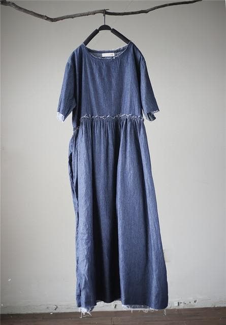 Casual Loose Denim Midi Dress dylinoshop