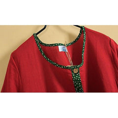 Red and Green Franfreluche Bohemian Hippie Dress Buddha Trends