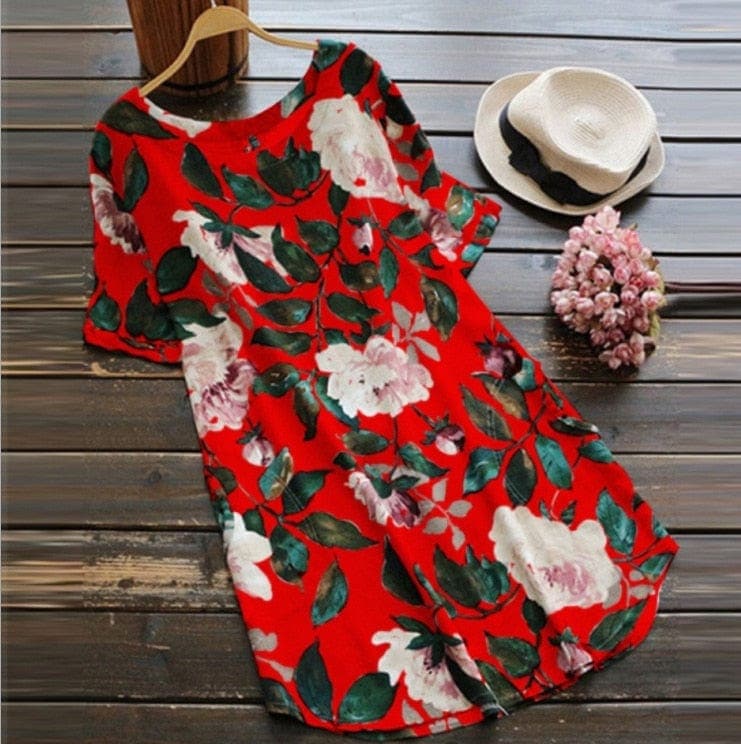 Loose Floral T-Shirt Dress dylinoshop