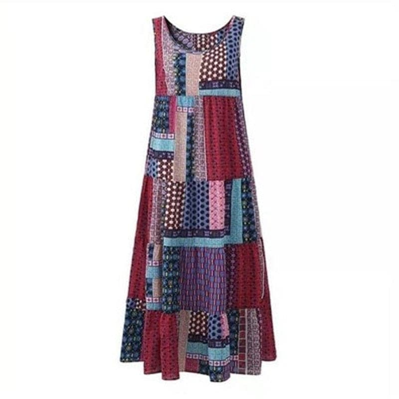 Sleeveless Patchwork Hippie Dress Buddha Trends