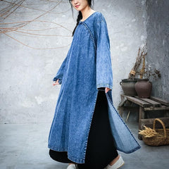 Split Sides Loose Denim Dress Buddha Trends