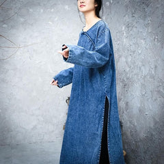 Split Sides Loose Denim Dress Buddha Trends