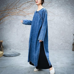 Split Sides Loose Denim Dress Buddha Trends