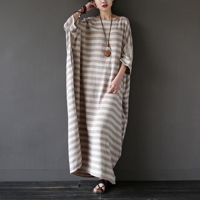 Striped Oversized Maxi Dress Buddha Trends