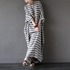 Striped Oversized Maxi Dress Buddha Trends