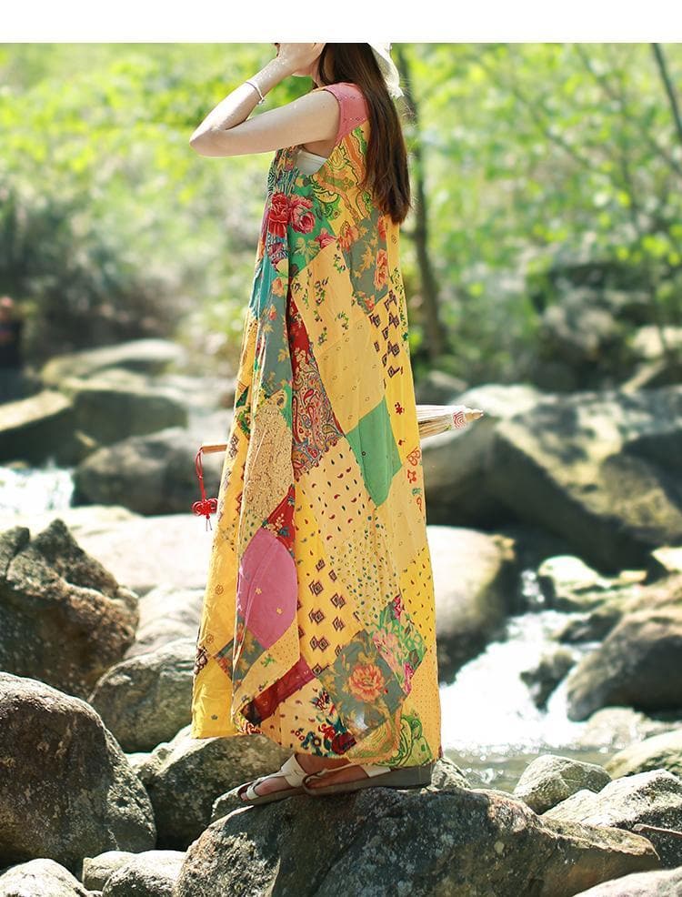 Sweet Dreams Patchwork Hippie Dress Buddha Trends