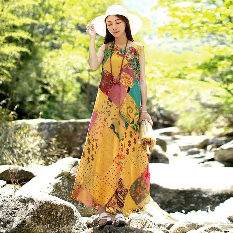 Sweet Dreams Patchwork Hippie Dress Buddha Trends