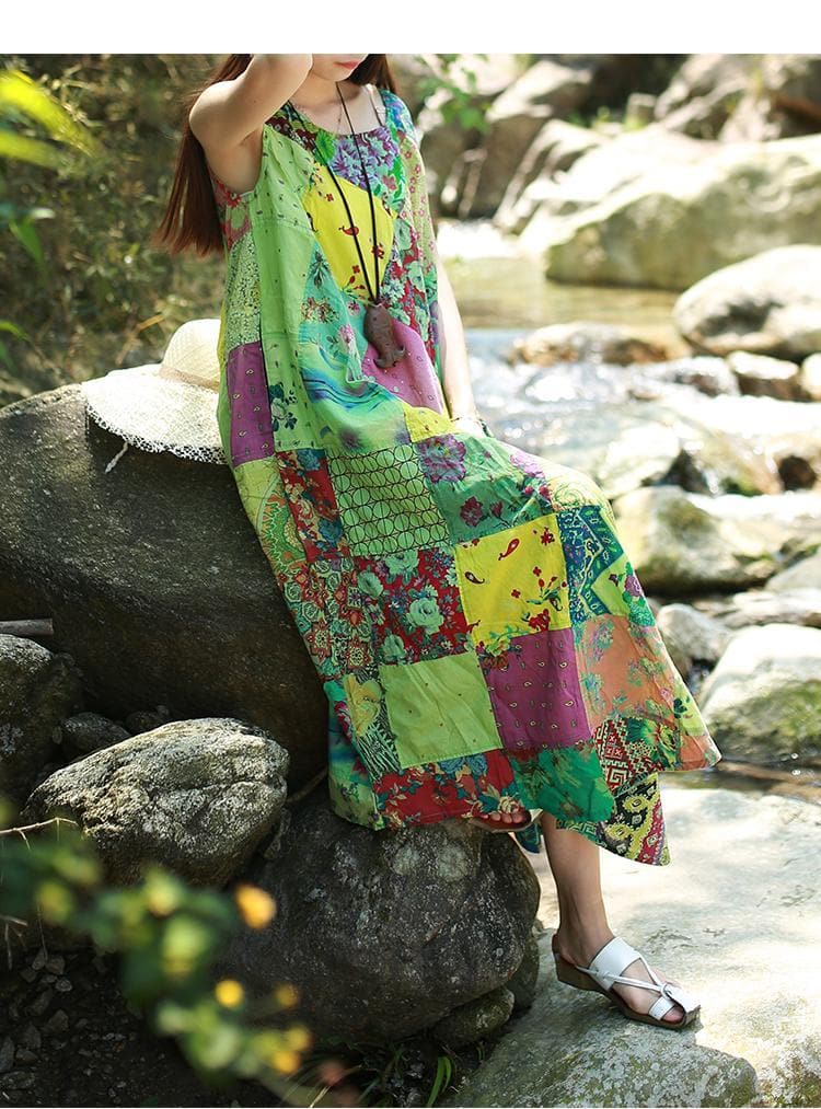 Sweet Dreams Patchwork Hippie Dress Buddha Trends